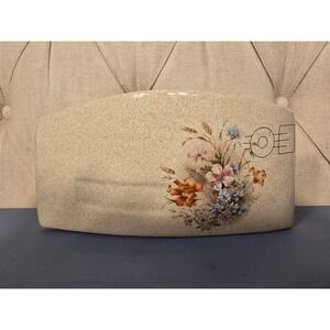 Vintage Ceramic Wall Mail Holder Letter Organizer Floral Speckled Pottery
